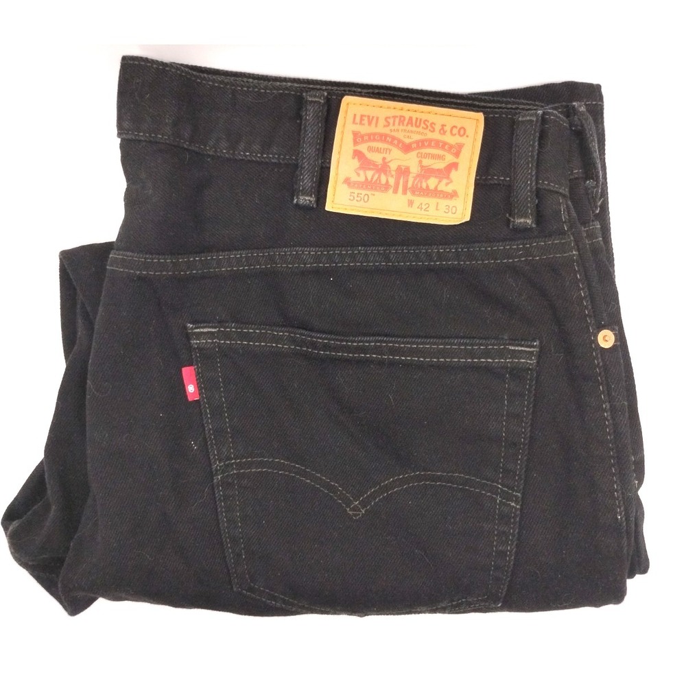 Levis 550 Men's 42x30 Relaxed Fit Jeans Black tapered leg‎ dark wash